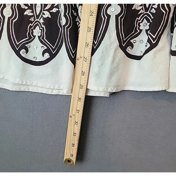 Vintage Jessica Taylor Rockabilly Peasant Skirt Brown White Boho Sz 28 - Picture 8 of 8